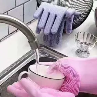 Why is it important to wear gloves when washing dishes