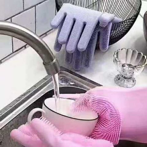 Why is it important to wear gloves when washing dishes?