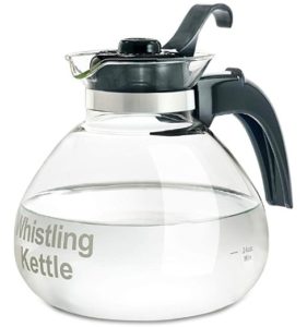 Cafe Brew Collection Borosilicate Glass Stove Top Whistling Tea Kettle