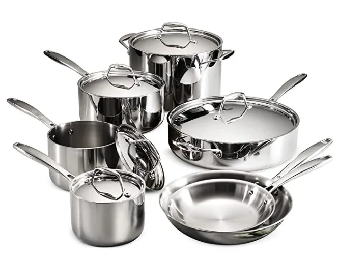 Tramontina 80116/249DS Gourmet Stainless Steel Induction-Ready Tri-Ply Clad 12-Piece Cookware Set